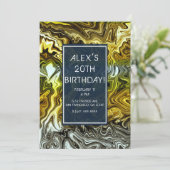 Chrome Vloeibare Metallic Goud Zilveren Verjaardag Kaart (Staand voorkant)