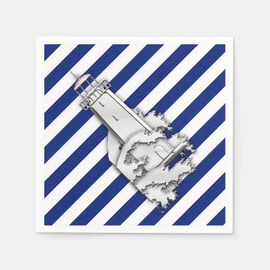 Chrome vuurtoren op marineschepen afdrukken servetten (Voorkant)