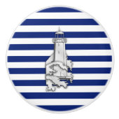Chrome vuurtoren op Nautical Navy Stripes Print Keramische Knop (Voorkant)