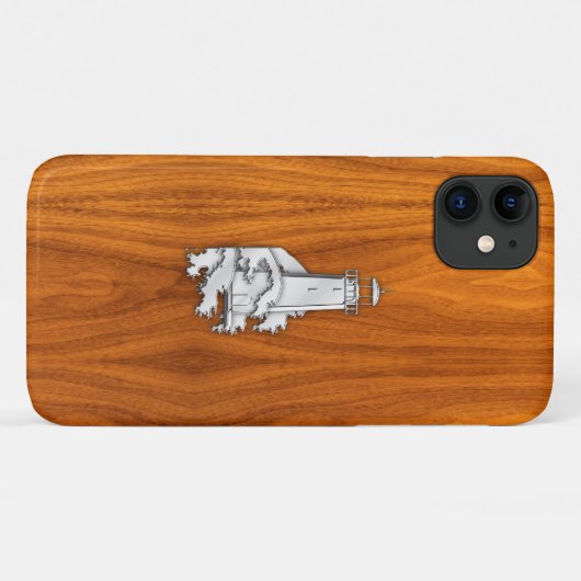 Chrome vuurtoren op Teak Veneer Print Case-Mate iPhone Case (Achterkant (horizontaal))