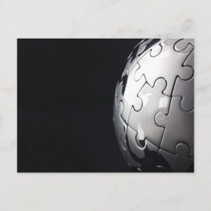 Chrome wereldbol met zwarte achtergrond briefkaart