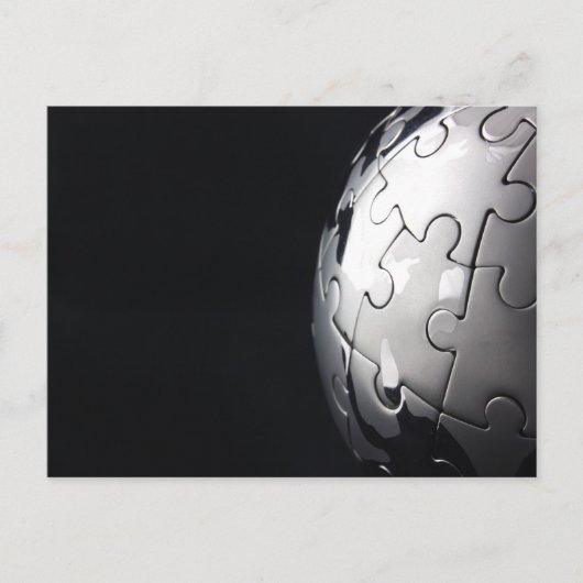 Chrome wereldbol met zwarte achtergrond briefkaart (Voorkant)
