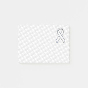 Chrome White over White Ribbon Awareness Houndstoo Post-it® Notes