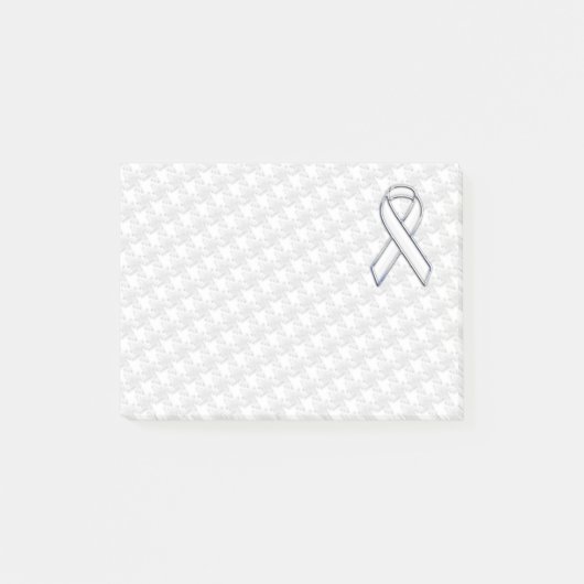 Chrome White over White Ribbon Awareness Houndstoo Post-it® Notes (Voorkant)