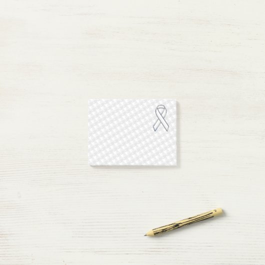 Chrome White over White Ribbon Awareness Houndstoo Post-it® Notes (Op bureau)