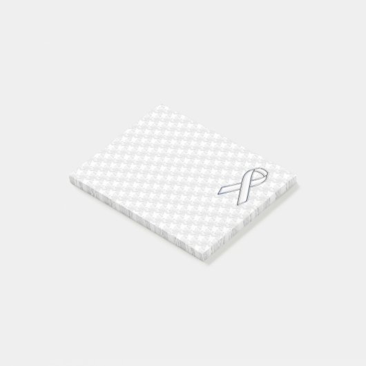 Chrome White over White Ribbon Awareness Houndstoo Post-it® Notes (Schuin)