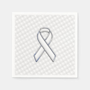Chrome White over White Ribbon Awareness Houndstoo Servet