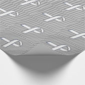 Chrome White Ribbon Awareness Carbon Fiber Decor Cadeaupapier (Hoek)