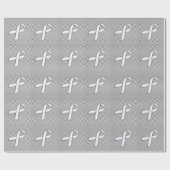 Chrome White Ribbon Awareness Carbon Fiber Decor Cadeaupapier (Vlak)