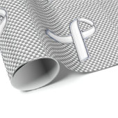 Chrome White Ribbon Awareness Carbon Fiber Decor Cadeaupapier (Rol Hoek)
