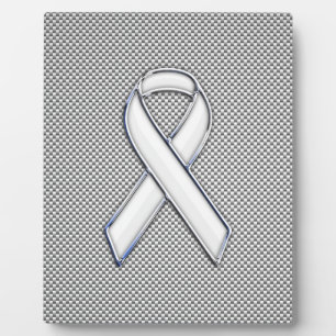 Chrome White Ribbon Awareness Carbon Fiber Decor Fotoplaat