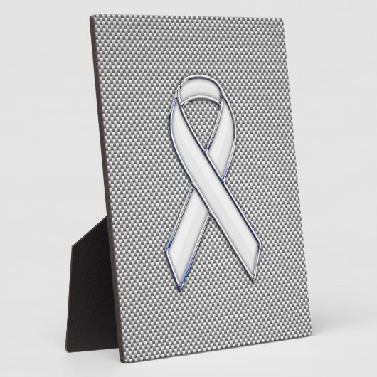 Chrome White Ribbon Awareness Carbon Fiber Decor Fotoplaat (Zijkant)