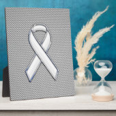 Chrome White Ribbon Awareness Carbon Fiber Decor Fotoplaat (Zijkant)