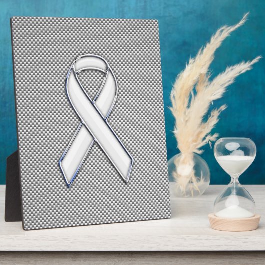 Chrome White Ribbon Awareness Carbon Fiber Decor Fotoplaat (Zijkant)