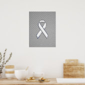 Chrome White Ribbon Awareness Carbon Fiber Decor Poster (Keuken)