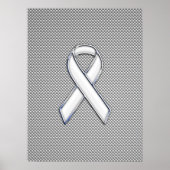 Chrome White Ribbon Awareness Carbon Fiber Decor Poster (Voorkant)