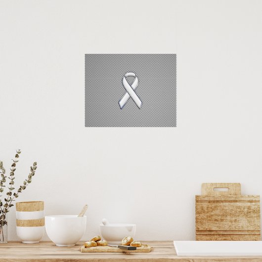 Chrome White Ribbon Awareness Carbon Fiber Print (Keuken)