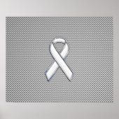 Chrome White Ribbon Awareness Carbon Fiber Print (Voorkant)