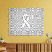 Chrome White Ribbon Awareness Carbon Fiber Print (Insitu (Woonkamer))