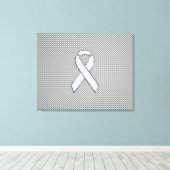 Chrome White Ribbon Awareness Carbon Fiber Print (Insitu (Houten vloer))