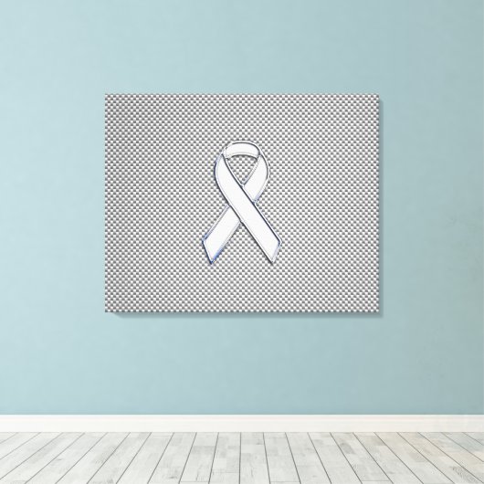 Chrome White Ribbon Awareness Carbon Fiber Print (Insitu (Houten vloer))