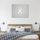 Chrome White Ribbon Awareness Carbon Fiber Print (Insitu (Slaapkamer))