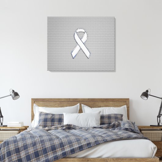 Chrome White Ribbon Awareness Carbon Fiber Print (Insitu (Slaapkamer))