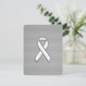 Chrome White Ribbon Awareness Carbon Fiber Print (Staand voorkant)