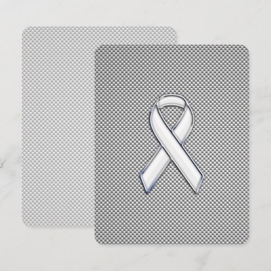 Chrome White Ribbon Awareness Carbon Fiber Print (Voorkant / Achterkant)