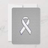Chrome White Ribbon Awareness Carbon Fiber Print (Voorkant)