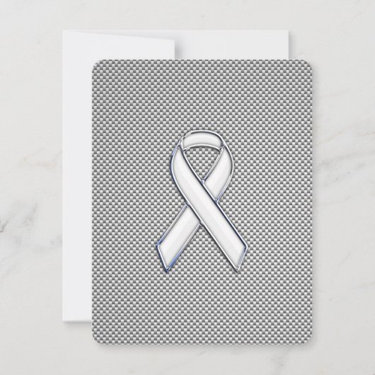 Chrome White Ribbon Awareness Carbon Fiber Print (Voorkant)