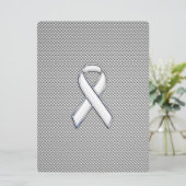 Chrome White Ribbon Awareness Carbon Fiber Print (Staand voorkant)