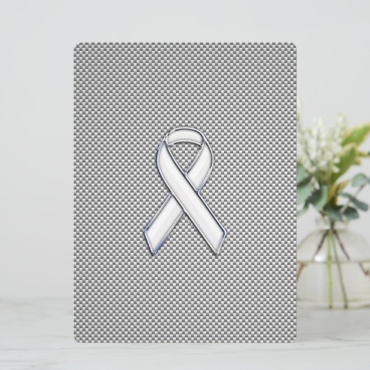 Chrome White Ribbon Awareness Carbon Fiber Print (Staand voorkant)
