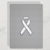 Chrome White Ribbon Awareness Carbon Fiber Print (Voorkant / Achterkant)