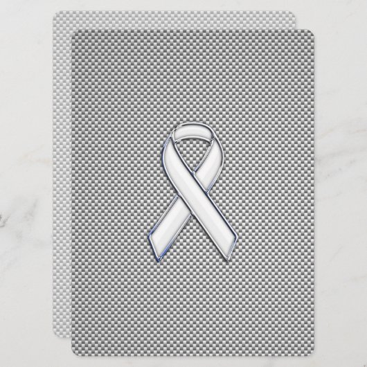 Chrome White Ribbon Awareness Carbon Fiber Print (Voorkant / Achterkant)