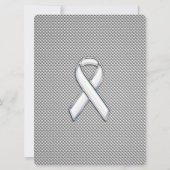 Chrome White Ribbon Awareness Carbon Fiber Print (Voorkant)