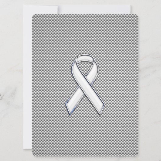 Chrome White Ribbon Awareness Carbon Fiber Print (Voorkant)
