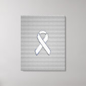 Chrome White Ribbon Awareness Carbon Fiber Print (Voorkant)