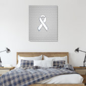 Chrome White Ribbon Awareness Carbon Fiber Print (Insitu (Slaapkamer))