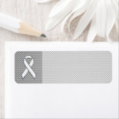 Chrome White Ribbon Awareness Carbon Fiber Print Etiket (Insitu)