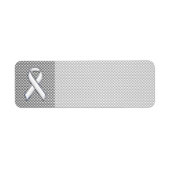 Chrome White Ribbon Awareness Carbon Fiber Print Etiket (Voorkant)
