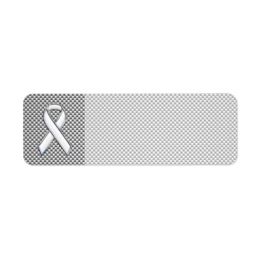 Chrome White Ribbon Awareness Carbon Fiber Print Etiket (Voorkant)