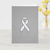 Chrome White Ribbon Awareness Carbon Fiber Print Kaart (Gele Bloem)