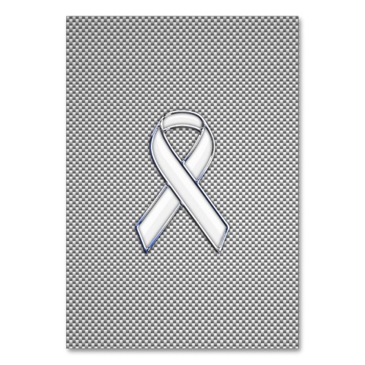 Chrome White Ribbon Awareness Carbon Fiber Print Kaart (Voorkant)