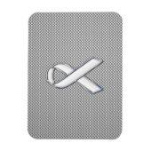 Chrome White Ribbon Awareness Carbon Fiber Print Magneet (Verticaal)