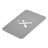 Chrome White Ribbon Awareness Carbon Fiber Print Magneet (Linkerzijde)