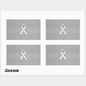 Chrome White Ribbon Awareness Carbon Fiber Print Rechthoekige Sticker (Vel)