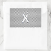 Chrome White Ribbon Awareness Carbon Fiber Print Rechthoekige Sticker (Tas)