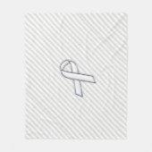 Chrome White Ribbon Awareness in Granular Stripes Fleece Deken (Voorkant)