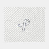 Chrome White Ribbon Awareness in Granular Stripes Fleece Deken (Voorkant (Horizontaal))